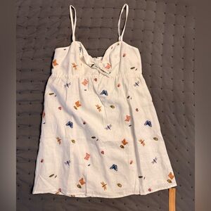 Reformation White Linen Dress with Butterfly Embroidery. Never worn